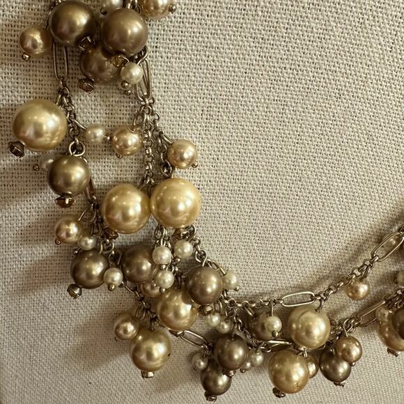 Talbots Necklace Multistrand Pearls Neutrals Taupe Cream Jewelry Preppy 20" Long - Picture 4 of 9